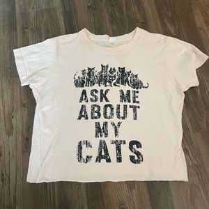 Pink cat baby tee. Adorable crop:)